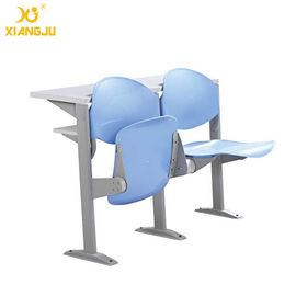 China Blue Plastic Seat Cold Steel Frame Folding Chair Set for Lecture Hall supplier