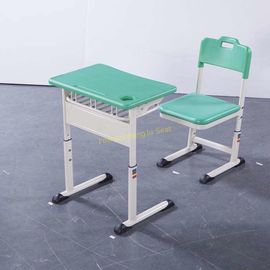 China Aluminum Frame Middle High Student Desk And Chair Set HDPE Surface Mint Green supplier
