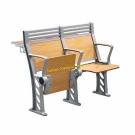 China Aluminum Stand Lecture Hall / School Desk And Chair With High Back Armed Plywood Back And Seat supplier