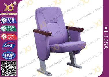 China Purple Full Upholstered Cover Auditorium Chairs In Short Back Rest supplier