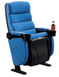 China Blue Fabric PP Theater Seating Chairs Movable Armrest Iron Metal Type supplier