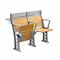 Aluminum Stand Lecture Hall / School Desk And Chair With High Back Armed Plywood Back And Seat supplier